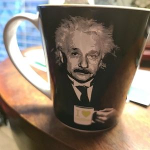 Coffee Make Me Smart Einstein Coffee Cup Black White and Green